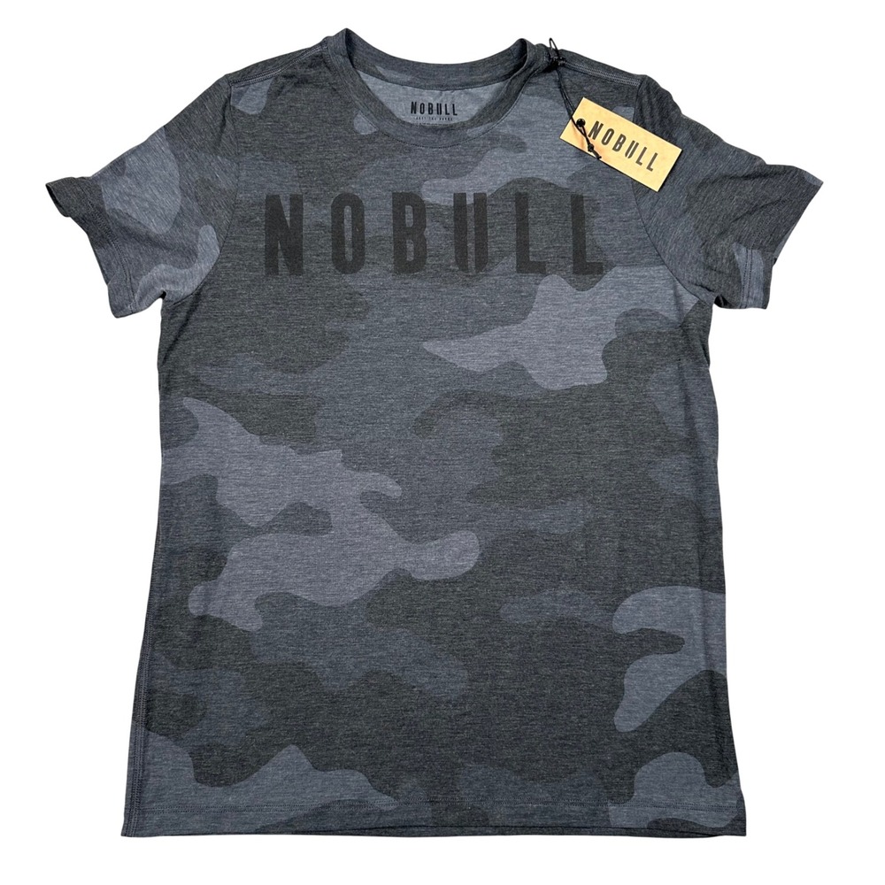 NOBULL Camo Performance T-Shirt Kids L Charcoal Grey Logo Activewear Gym Tee NWT